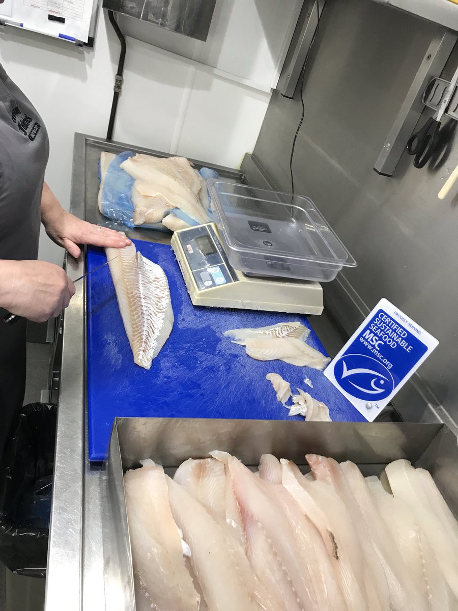Preparing some delicious <a href="/MSCecolabel/">Marine Stewardship Council</a> Haddock for our customers in <a href="/farsleyvillage/">@farsley village</a> #sustainable #fishandchips