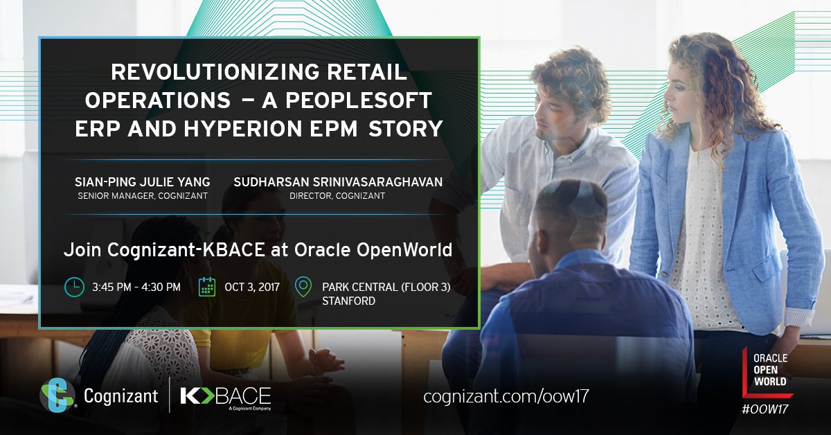 Cognizant on Twitter: "Revolutionizing #retail operations at CKE  Restaurants: A PeopleSoft ERP &amp; Hyperion EPM story — today at #OOW17  https://t.co/J6nXk3NWeV https://t.co/SGtsA7UWN3" / Twitter