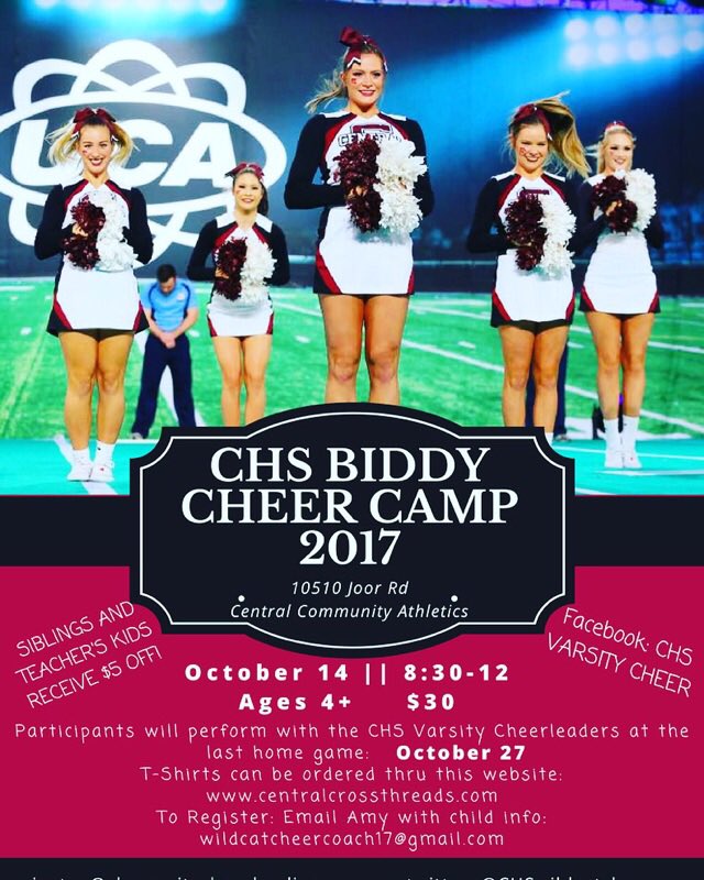 CCACATS's tweet photo. Come cheer with our Wildcat Cheerleaders! Ages 4 and up. https://t.co/L5YowGO09J