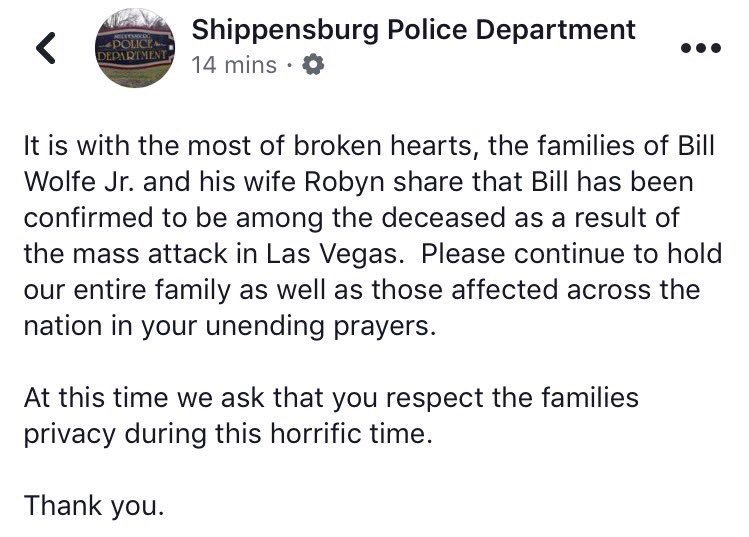 CjG0912's tweet photo. Thank you all for RT the photo to find William 'Bill' Wolfe. He did not survive. Please continue to pray for Robyn &amp; their family. #LasVegas https://t.co/DOlISiPw3L