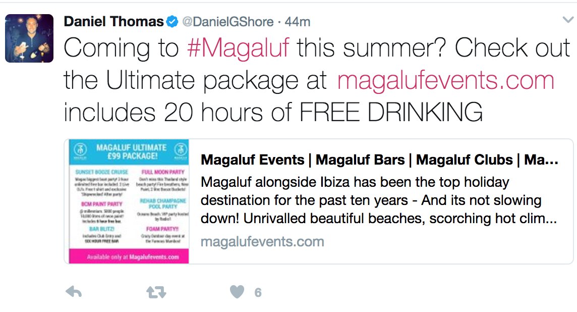 MagalufPackage's tweet photo. @Danielgshore will be repping it this summer in #Magaluf
Make sure you join us 
https://t.co/dZ4CzYXfnV https://t.co/ciyFCtpJ4t