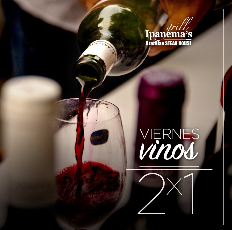 IpanemasGrill's tweet photo. Cierra la semana pasando un momento con los amigos y disfrutando de un buen vino, con la promoción en vinos al 2x1, todos los viernes. https://t.co/t0v7aSSAso
