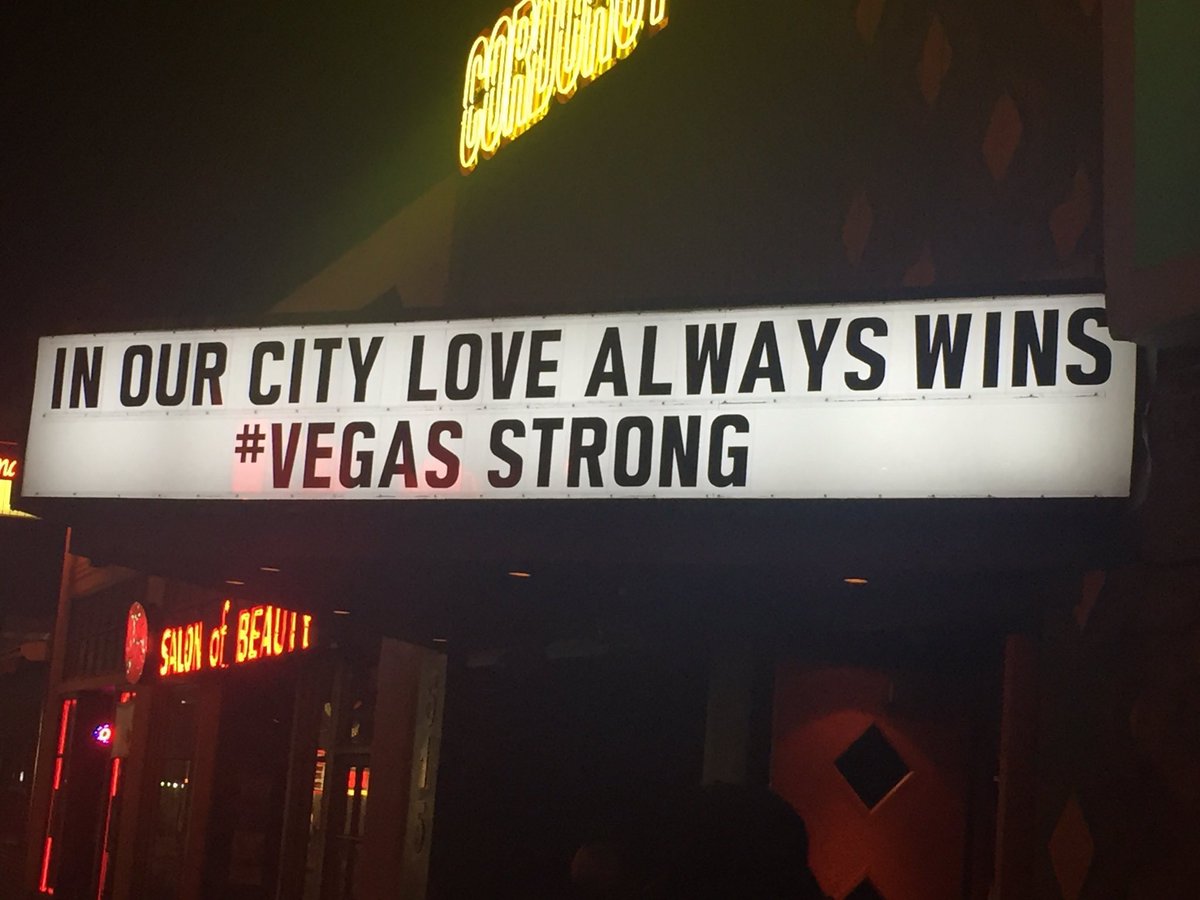 CityOfLasVegas's tweet photo. #VegasStrong ❤️ from Corduroy in #dtlv (📷 via @CarlaNWade) https://t.co/F4dWThQKdy
