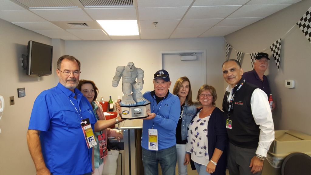 SeaWatchSeafood's tweet photo. Sponsor’s trophy presented to Sea Watch for sponsoring the #BarHarbor200 presented by #SeaWatchInt held at #MonsterMile on 6/2. #TruexNation https://t.co/RLnRCp3Pnt