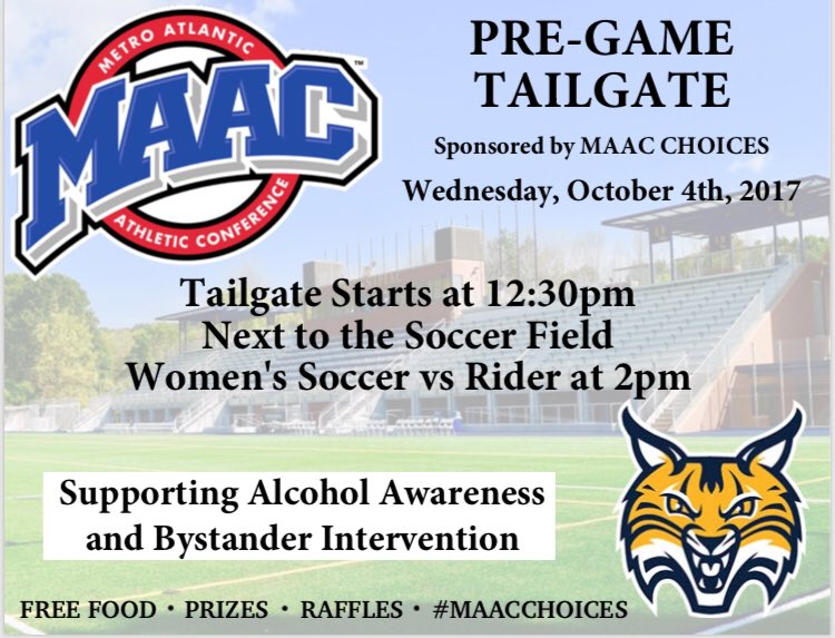 TOMORROW!!! Come out to the Pre-Game tailgate at 12:30 before @QUWomensSoccer continues MAAC play against Rider at 2. #MAACCHOICES #FreeFood