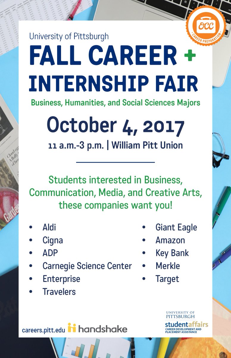 PittCareers's tweet image. Business, Communication, Media, &amp;amp; Creative Arts Students: Employers are hiring your majors at the Fall Career + Internship Fair tomorrow! ⬇️