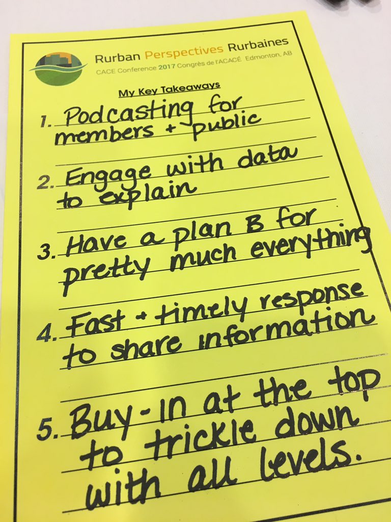 JaneDouglas17's tweet photo. Over arching key takeaways from #cacecon2017 schoolpr https://t.co/BZ2AgCyU46