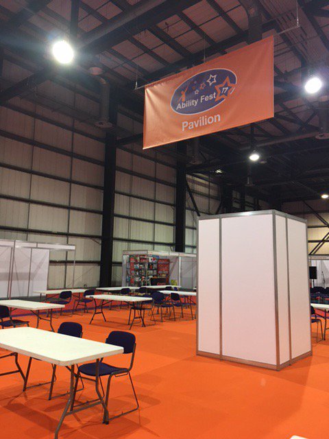 bbsevents's tweet photo. Build day for @AbilityFest 2017 joining forces with @ILScot @SECGlasgow And the Ability Fest Pavilion is looking fab! https://t.co/zykvGV223k