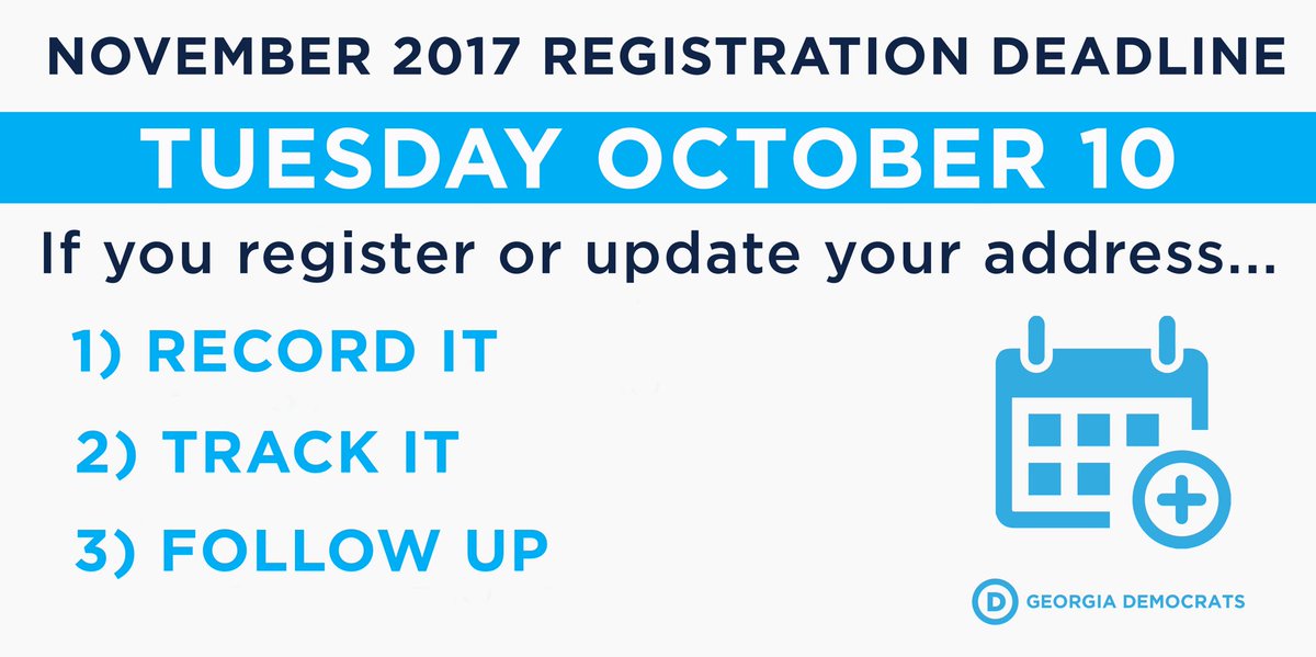 GeorgiaDemocrat's tweet photo. Only 1 week left to register to vote or update your info before the Nov 7 elections!
Are you ready? 👉 https://t.co/exhK1IMnBu
#gapol #gadems https://t.co/ga2q7AnHmp