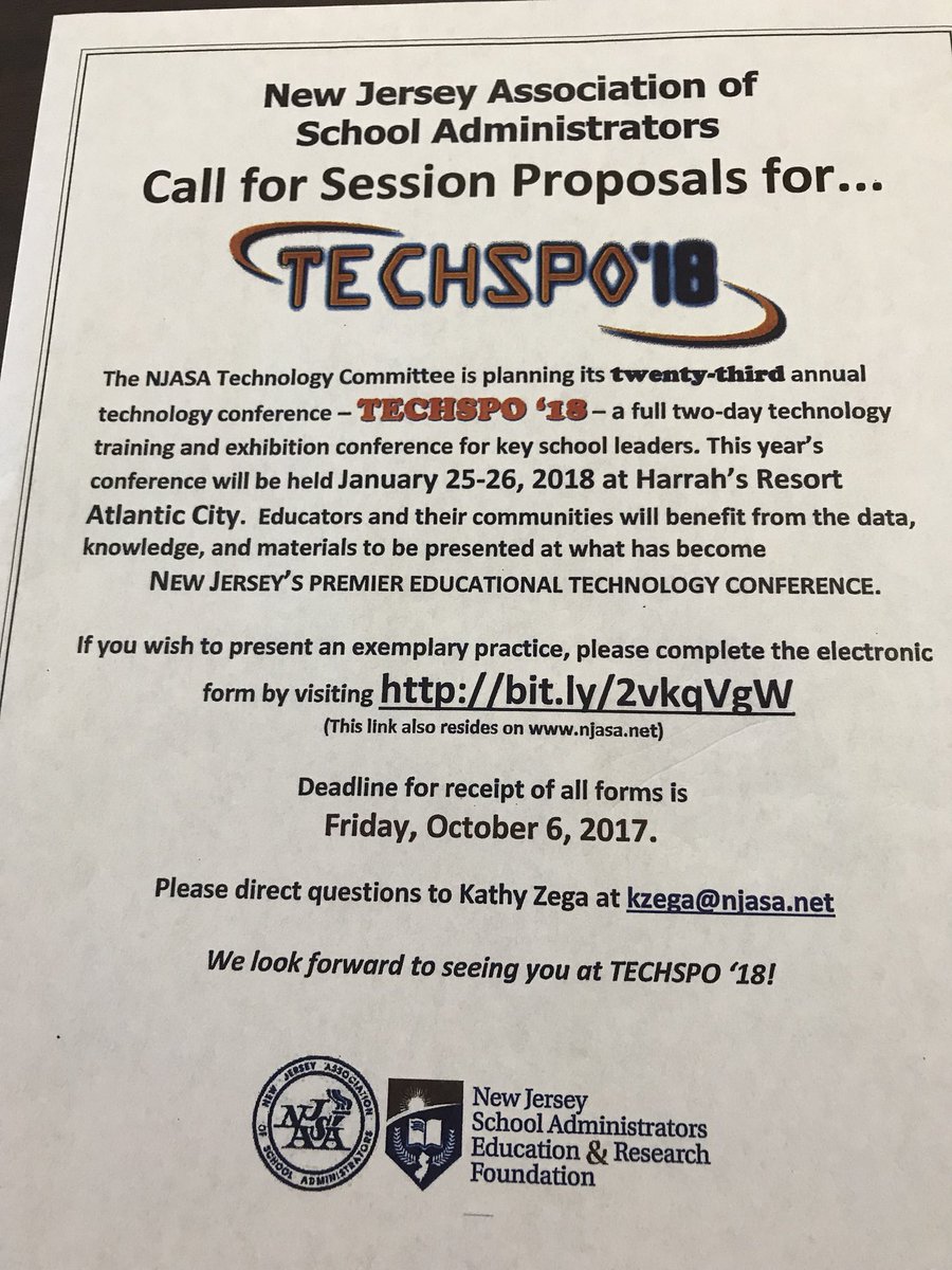 GlennGRobbins's tweet photo. Have you applied yet to present at #TECHSPO this winter? The deadline is approaching quickly! @NJPSA @NJEA @NJASANews #njed https://t.co/5bhJmzWzFL