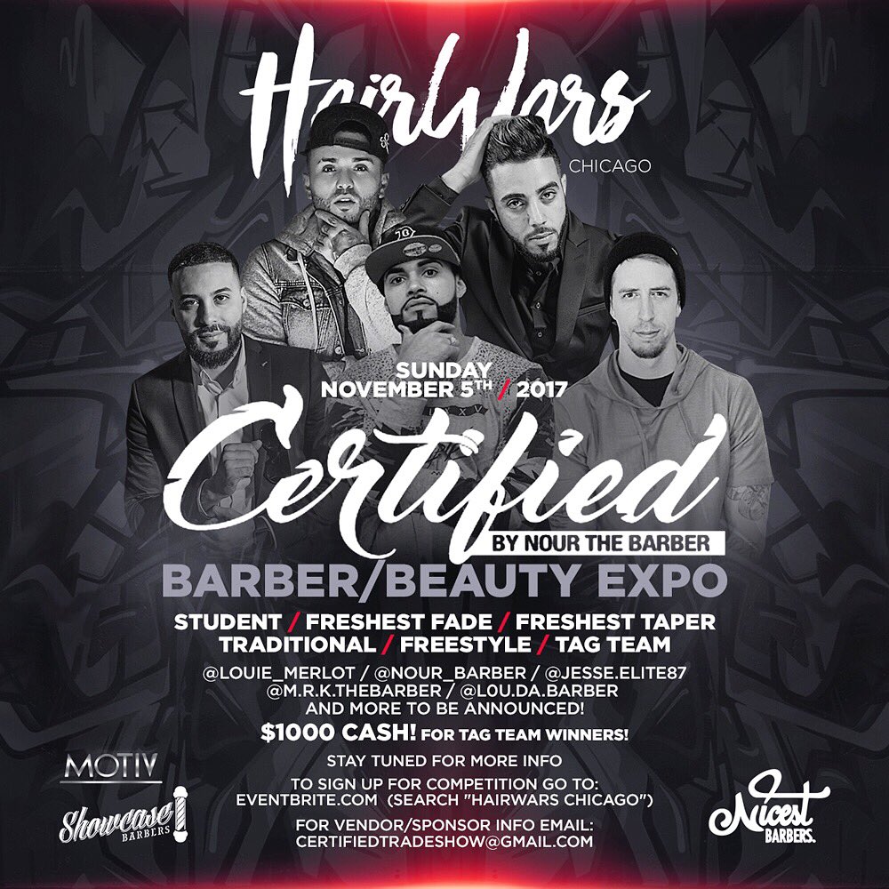 TheAListFirm's tweet photo. 🚨 Nov 5th!🚨

#officialhairwars #hairshow #barberbattle #hairexpo #certifiedline #motivpro #hair #makeup #chicago #barber #beauty #eyebrows https://t.co/5dsGMrG0Td