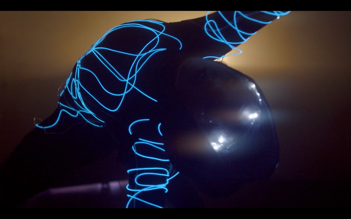 #Dancer Liz Jones sat for 10 hours as we sewed 350 ft of #elwire onto her #body for our #GoneElectric #MusicVideo - youtu.be/Palxbwco9pM