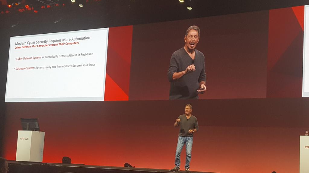 victor_cuervo's tweet image. Keynote de Larry Ellison sobre ciberseguridad y cómo automatizarla con Machine Learning #OracleInnovation17 #oow17