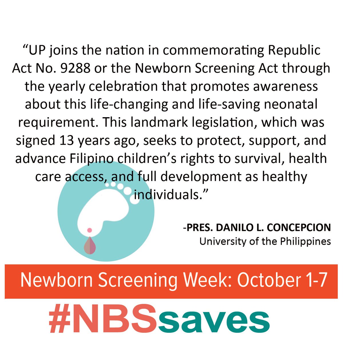 newbornscreenph's tweet photo. UP Pres. Danilo Concepcion on newborn screening #NBSsaves #NBSweek https://t.co/68yoazkzUv