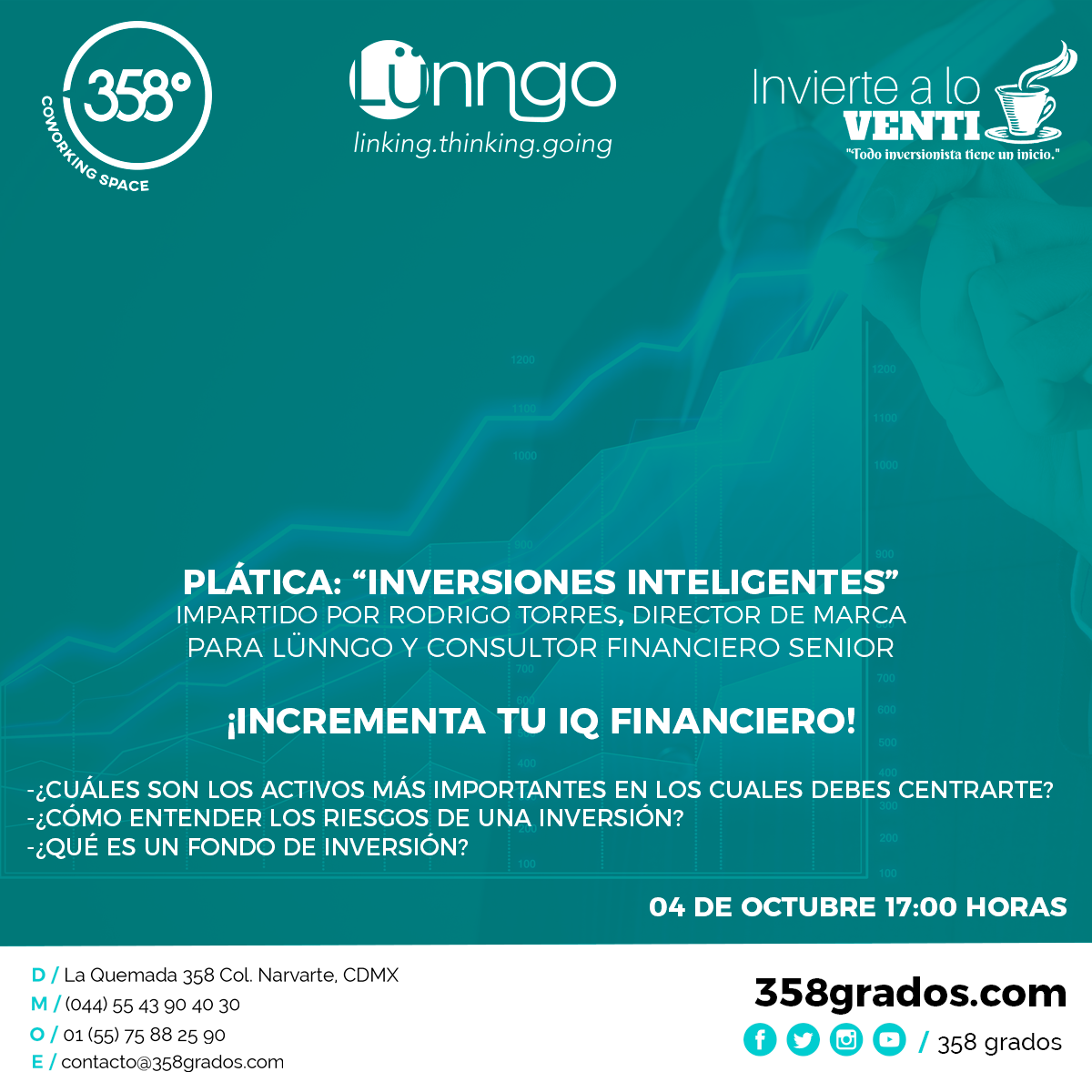 358grados's tweet photo. ¡Todavía estás a tiempo!
¡Asiste y conoce todo lo necesario para dar tus primeros pasos como inversionista! #Coworking #CoworkingSpace https://t.co/SIdffhsdm8