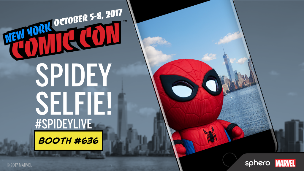 Sphero's tweet photo. While you're at #NYCC, get your game on with Spidey Live! at the Sphero Booth. #SpideyLive https://t.co/KrrYErxJCk