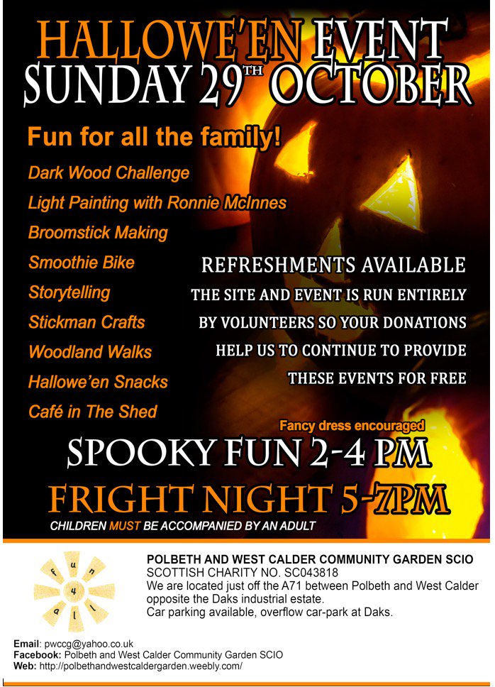 .<a href="/pwccg/">pwccg</a> Hallowe'en Event Sunday 29th October-DarkWood Challenge-Light Painting-Broomstick Making-Smoothie Bike-Storytelling-Stickman Crafts