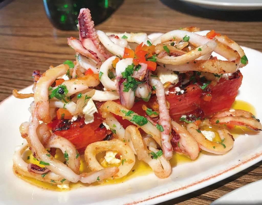 This was surprisingly delicious 😋 Squid, feta, chorizo and watermelon at Jason Atherton's @socialwineandtapas ift.tt/2fJr7h2