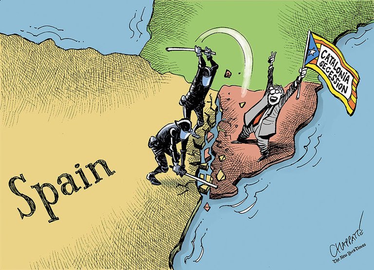 _infoLibre's tweet photo. #Directo | Viñeta del periódico 'The New York Times' sobre la situación en Cataluña https://t.co/nH1n07RpxC https://t.co/6vKOAVOdym