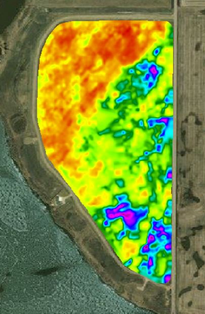 SWATMAPS_Derek's tweet photo. EC map using 2 #swatbox with 2 #geonics EM38 spread evenly behind 85ft harrow. Autonomous mapping for #swatmaps @CropProConsult https://t.co/DY4iAyV6Aw