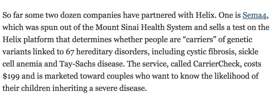 sema4's tweet photo. .@Sema4 was featured in today's @nytimes, along with our #CarrierCheck test: https://t.co/Ba3wFZ41AM @anahadoconnor @my_helix https://t.co/KB3Inqkghj
