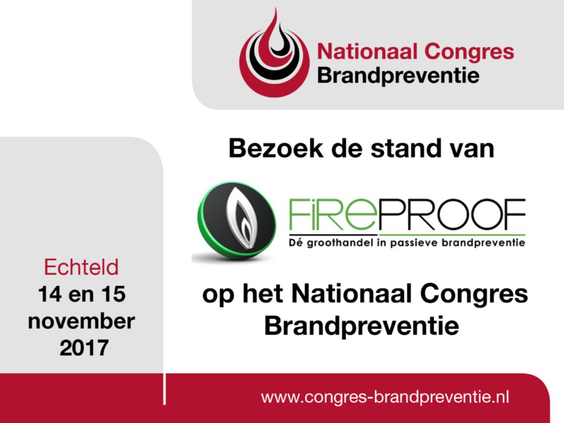 brandpf's tweet photo. Kom je ook @FireProofBV bezoeken tijdens het Nationaal Congres Brandpreventie - https://t.co/JIk5Ih4nj5 https://t.co/7e4jqQM8W3