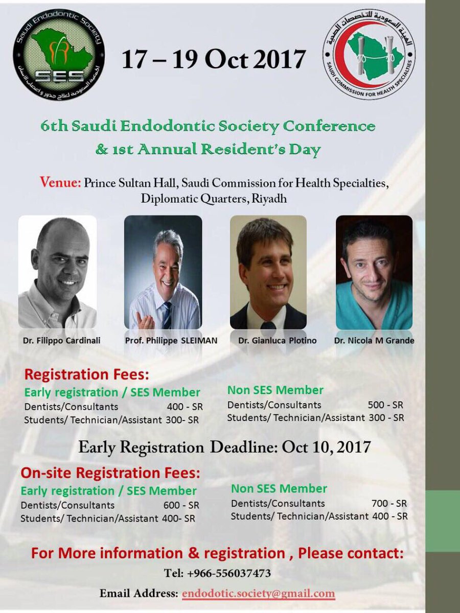 Dr__hanadi's tweet photo. لطلاب واطباء الاسنان المهتمين
 6th Saudi Endodontic Society Conference &amp; 1st Annual Resident's Day
#Rcdp #rcsdp 
@6thendo https://t.co/QapdiKoEQA