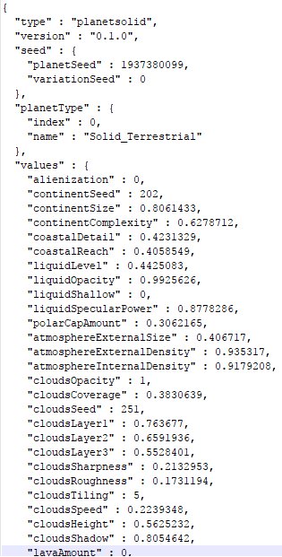 Imphenzia's tweet photo. Planet export/import now works with JSON instead https://t.co/nMHpQ4MfBs