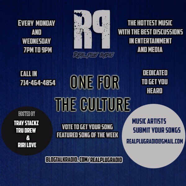 TrayStackz's tweet photo. @DaRealProdoughJ ATTENTION MUSIC ARTISTS! SUBMIT YOUR MUSIC TO BE IN ROTATION FOR THE SHOW TOMORROW! #RealPlugRadio https://t.co/21xCPXBZmk