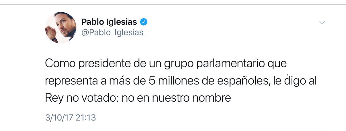 RCoira's tweet photo. Tú representas solo a 5 millones de españoles. Para el resto, que somos muchos más, S.M el Rey cuenta con todo nuestro apoyo.¡Viva el Rey!🇪🇸 https://t.co/UY6tC8bp1d
