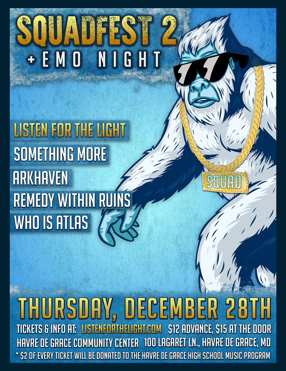 ListenFoDaLight's tweet photo. 12-28-17 we're throwing down at Squadfest 2 with our homies in @SomethingMoreMD @ArkhavenBand @RemedyWithinMD and @WhoIsAtlasBand ! https://t.co/92sHOXMtCF
