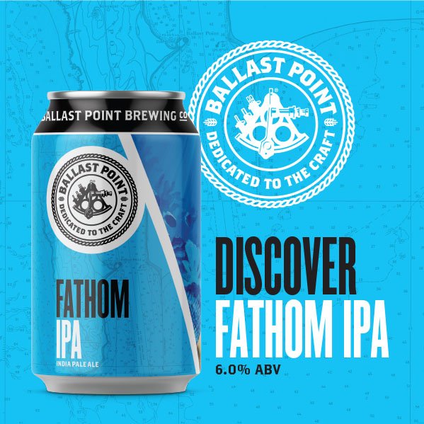 BallastPoint's tweet photo. Announcing Fathom IPA! This 6% west coast-style IPA feat. zesty citrus &amp; piney hops, making it an easy sipper anytime. Nationwide release! https://t.co/mEB49byF1f