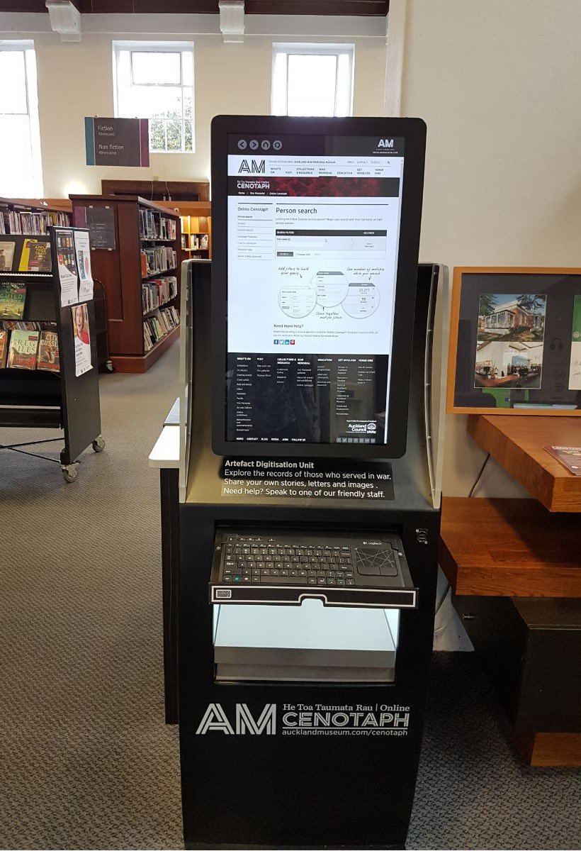 aucklandmuseum's tweet photo. The @AklLibs team at Remuera Library can help you #DiscoverYourConnection on Online Cenotaph. They have a Cenotaph Kiosk until 29 Oct https://t.co/qrtBLgs4Jl