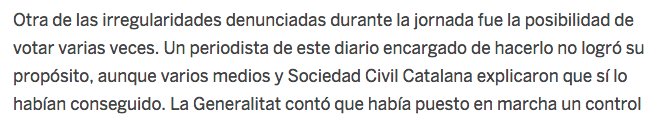 AquestFrederic's tweet photo. El País admet que un dels seus periodistes tenia l'encàrrec d'intentar votar dues vegades al referèndum i no ho va aconseguir. https://t.co/zKU2ULYHqb