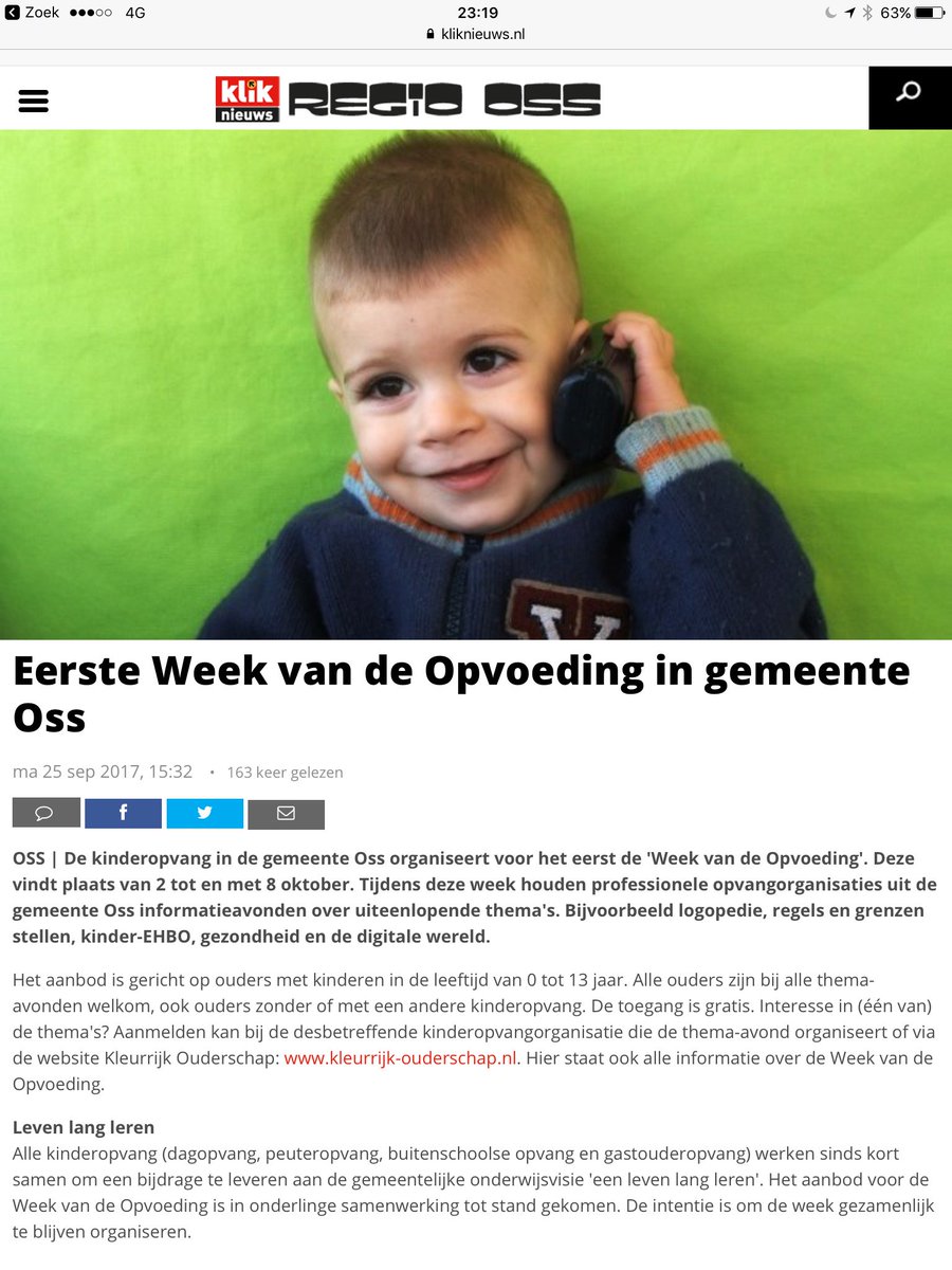 Mooi initiatief van de #samenwerkende #kinderopvang 0 - 13 jaar in #Oss. #levenlangleren #weekvandeopvoeding