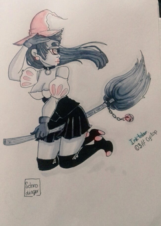 CapSchrodinger's tweet image. #INKTOBER17 
—03 ; Cyclops witch