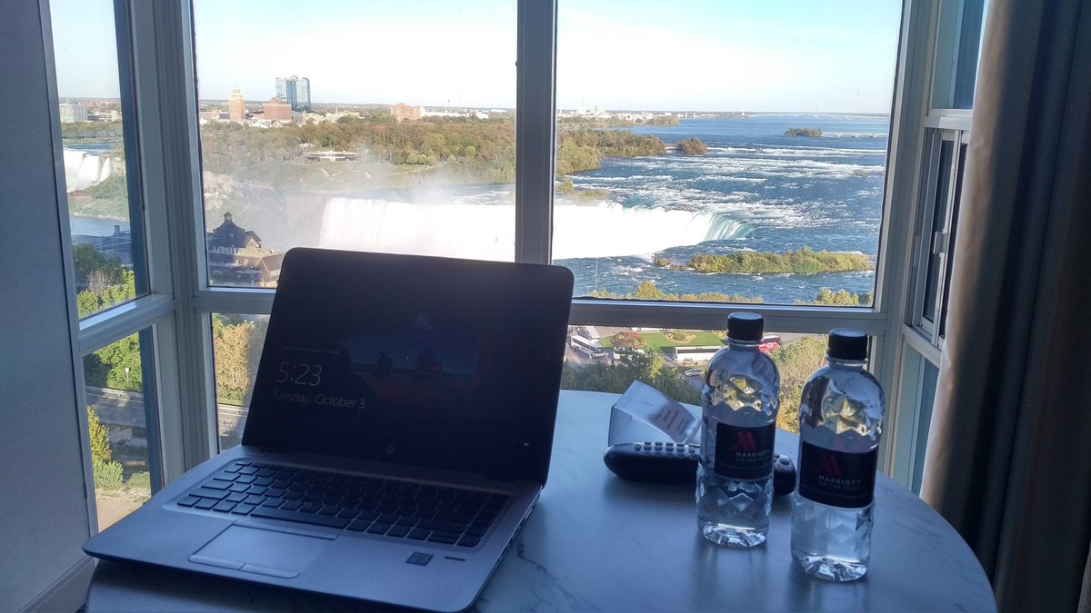 cbradtama's tweet photo. If you have to work, this is a great view! @NiagaraFalls #cgc2017 #gettingreadyforthebigevent @amaplas https://t.co/7Iq52VNUZn
