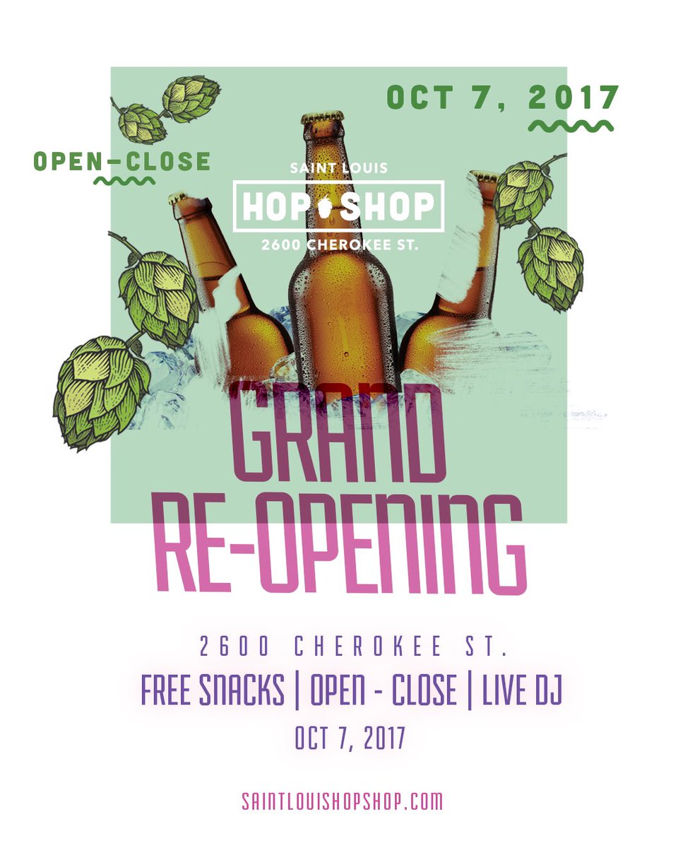 StLouisHopShop's tweet photo. This Saturday we are having an official Grand Re-Opening! 🍻 https://t.co/wzJgDlpWUc https://t.co/yF9MgdtKL4