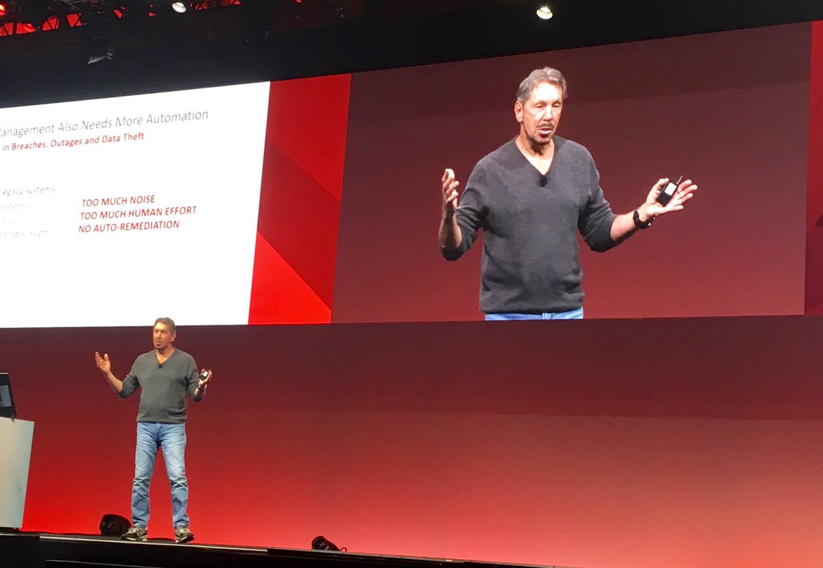 Carmenpizarro's tweet image. Larry on stage: Oracle 18c Autonomous Database: total automation based on #MachineLearning. No Human error #OOW17 #oracleinnovation17 #DDBB