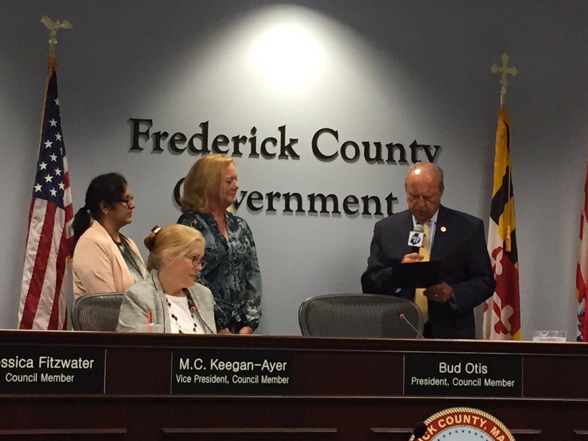 FCPSMSDirector's tweet photo. Congrats to OMS tchr April Clark 4 being selected as Md Sci Tchr of the yr! Thks 2the Fred Co Council 4 honoring her today. @principalmita https://t.co/vYydHAHz0O