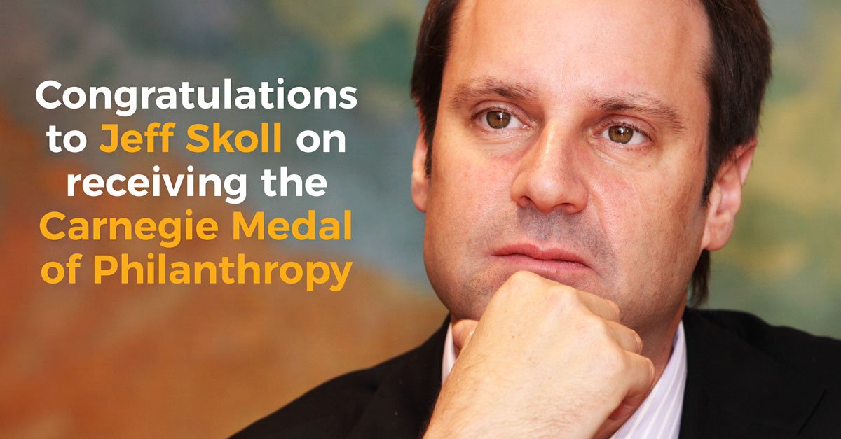 SallyOsberg's tweet photo. Congrats to @JeffSkoll on winning the trifecta: 2016 Oscar for Best Picture, Order of Canada, and today the @CarnegieMedal for Philanthropy. https://t.co/sfS2qfqK9k