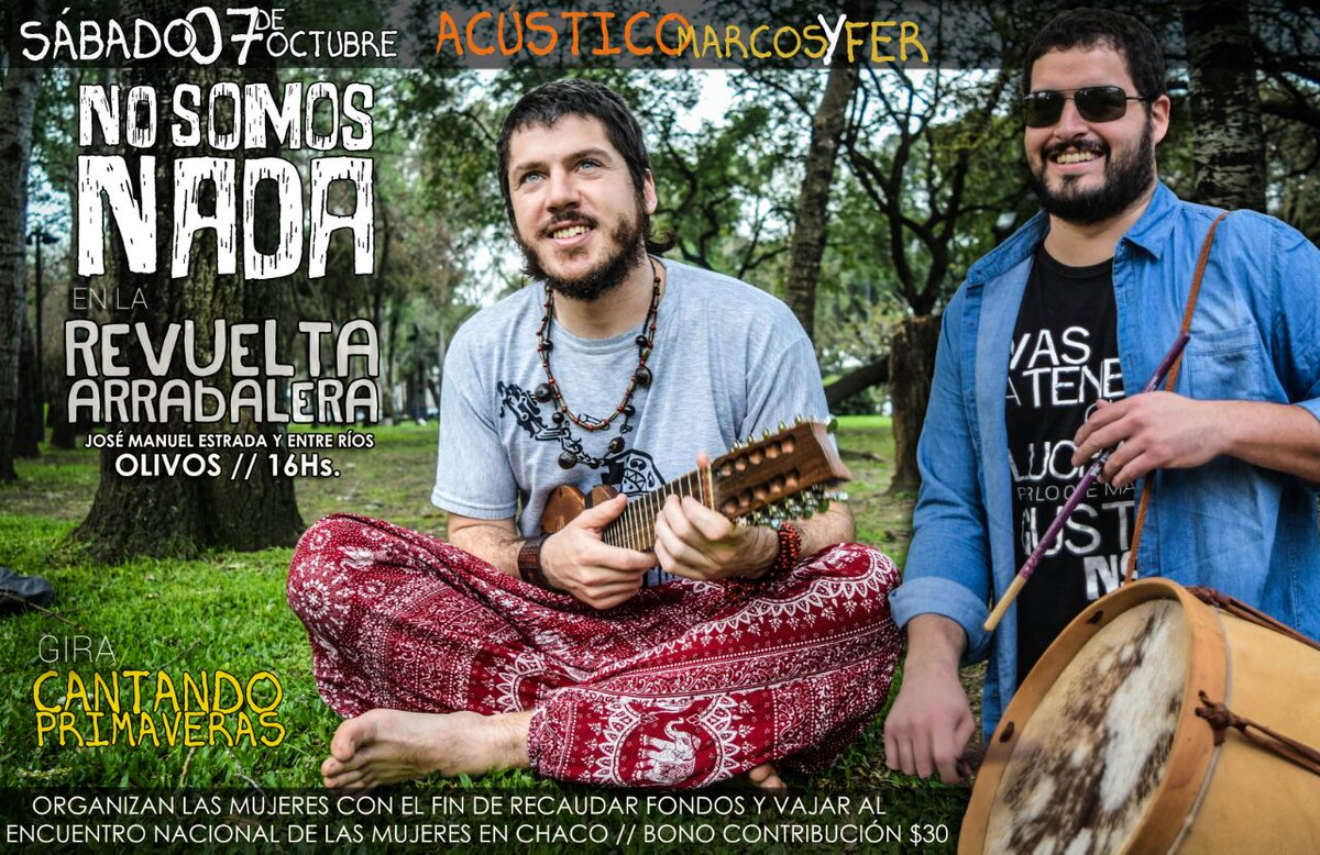 Este sábado <a href="/marcosmatarazzi/">Marcos NSN</a> y Pichi,van a estar haciendo unos temitas acústicos en la Varieté #RevueltaArrabalera, en Olivos 🎉