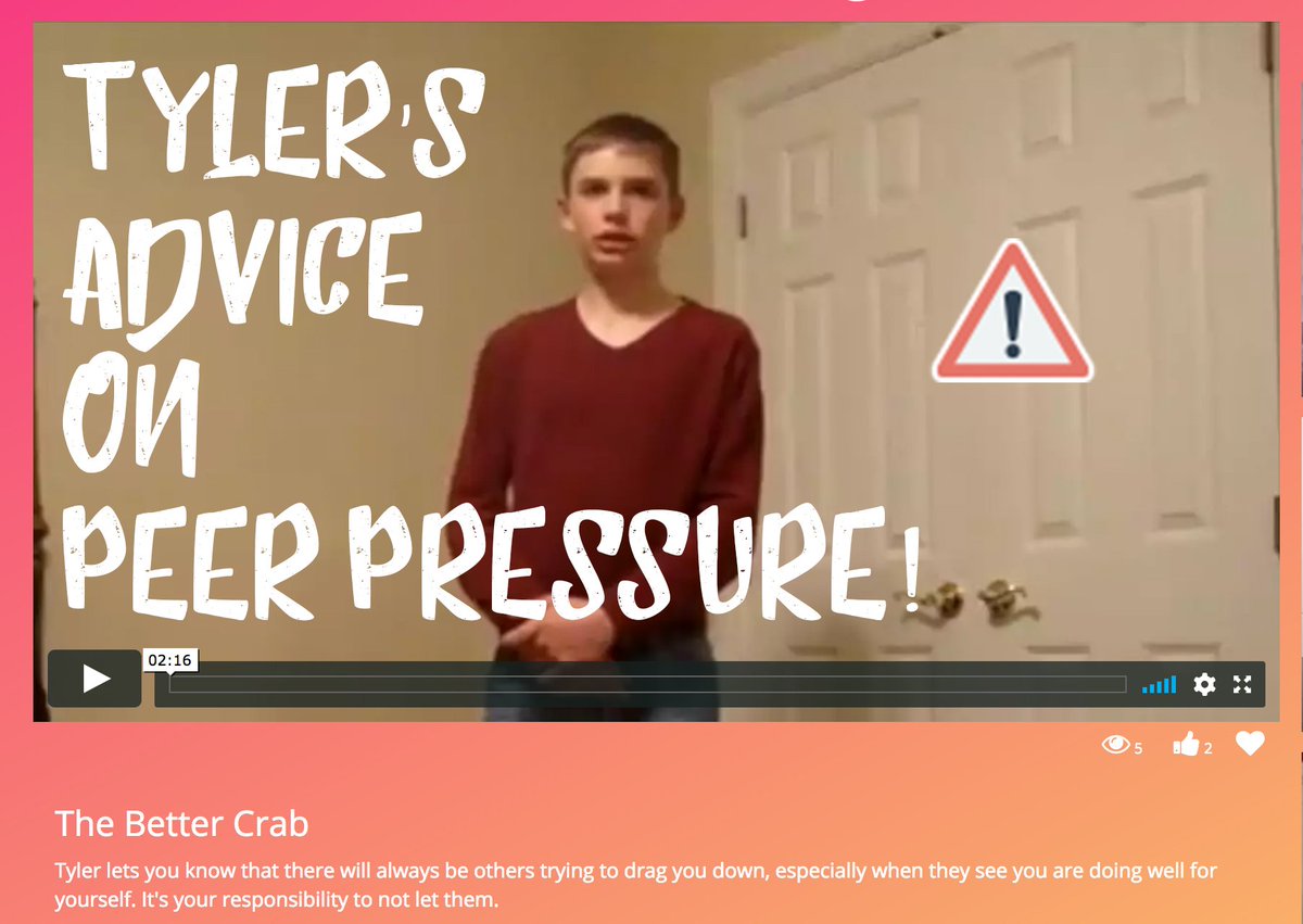 TheKidsMovement's tweet photo. A great way to deal with #peerpressure is to be #thebettercrab. Not sure what that means? Check out Tyler's video! https://t.co/3GggUkGmn8 https://t.co/S6f71HGzzU