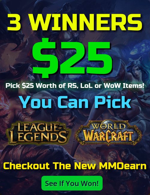 mmoearn's tweet photo. Three Will WIN $25 Worth of #LeagueofLegends #RuneScape #WorldofWarcraft Items! Enter Instantly Free https://t.co/Q1H3gqaXpr #osrs https://t.co/5Kq3jJTHEc