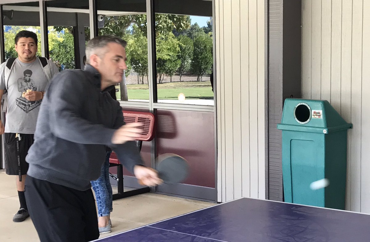 CVHS_Dragons's tweet photo. A big #congrats to @CVHS_Dragons 2017 #pingpong champion Mr White who defeated Mr Pennock in the finals!! #WePong #LunchtimeActivities!! https://t.co/DINaKg8VxL