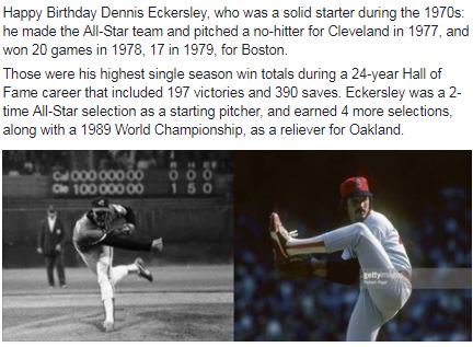 Happy Birthday to Hall of Famer Dennis Eckersley!    