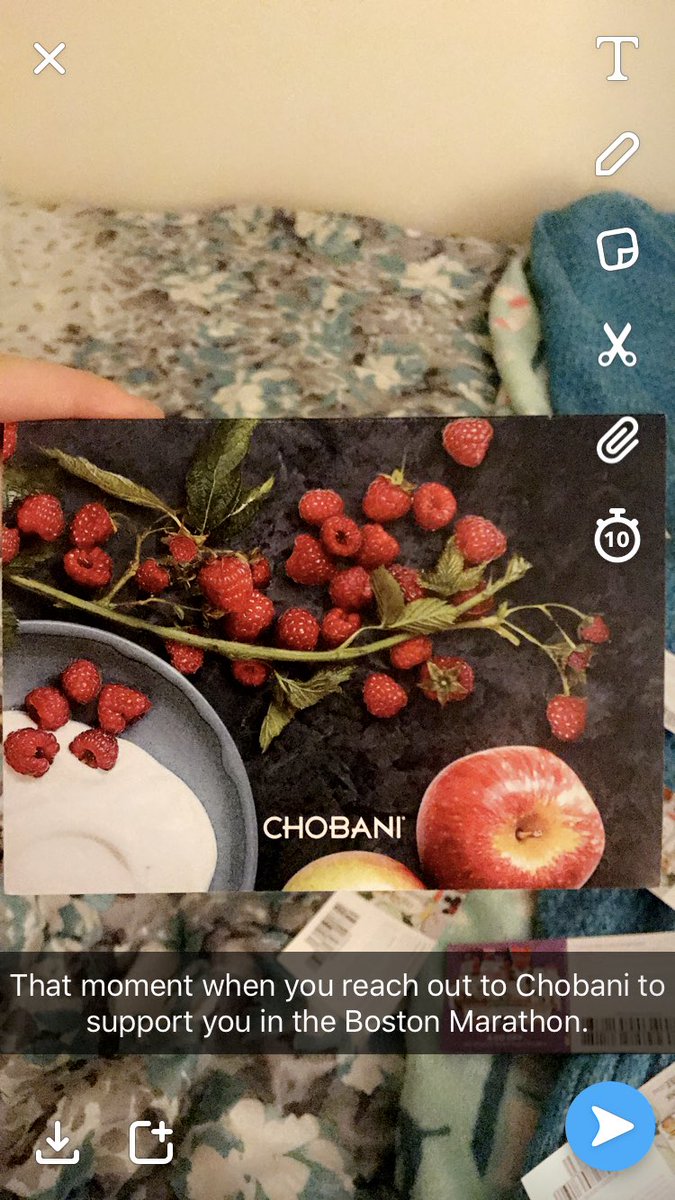MeganEMusic_'s tweet photo. When you reach out to @Chobani to sponsor your #Marathon in the @bostonmarathon because you like yogurt and they send you $30 in gift slips! https://t.co/WP4yUBhPn1