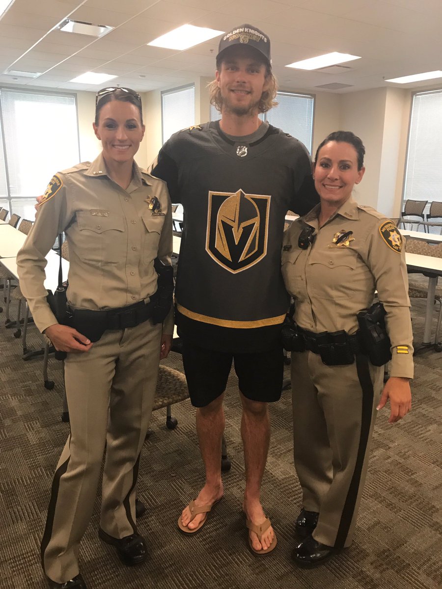 GoldenKnights's tweet photo. The Golden Knights would like to thank @LVMPD for their service to our great city. https://t.co/Ye9PMF7p8W