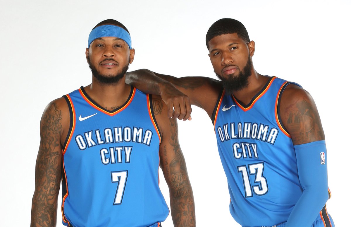 NBA's tweet photo. Same faces, new places. 

@okcthunder x @HoustonRockets coming up at 8pm/et on @NBATV! #NBAPreseason https://t.co/InO3F7wraB