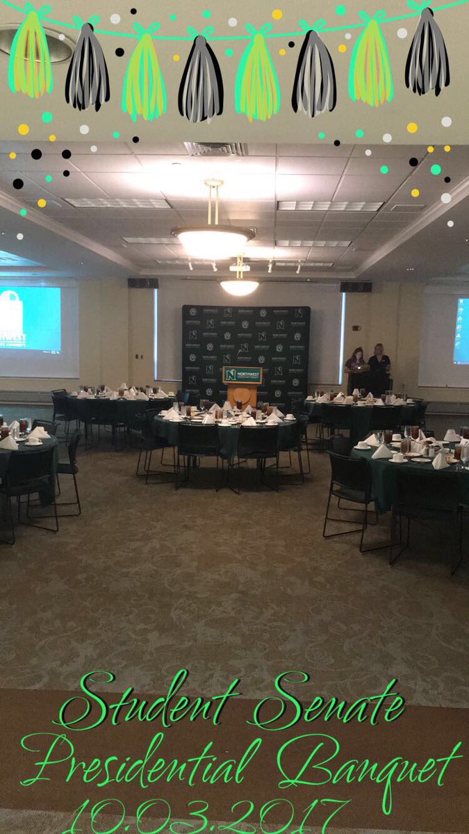 NWsenate's tweet photo. Presidential Banquet starting soon. Anyone attending that has a Snapchat, hop on and take a look at the filter! #CoolFunSenate https://t.co/2Xucn49GEP